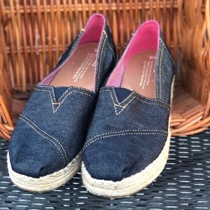 TOMS Women’s Denim Blue Platform Alpargata Shoes